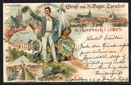 Litho Ansbach, Gruss vom X. Bayer. Turnf