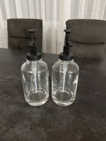 2 Dosierspender Glas 500ml mit Pumpverschluss schwarz