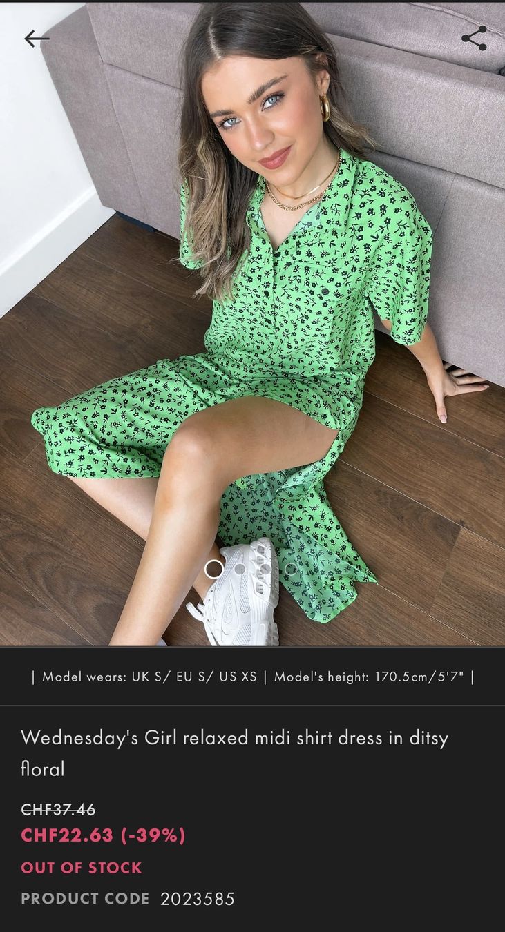 Robes: grünes Hemdkleid mit schwarzen Blumen – Neuf (Voir description) à Schaan par Sarahvo13 3