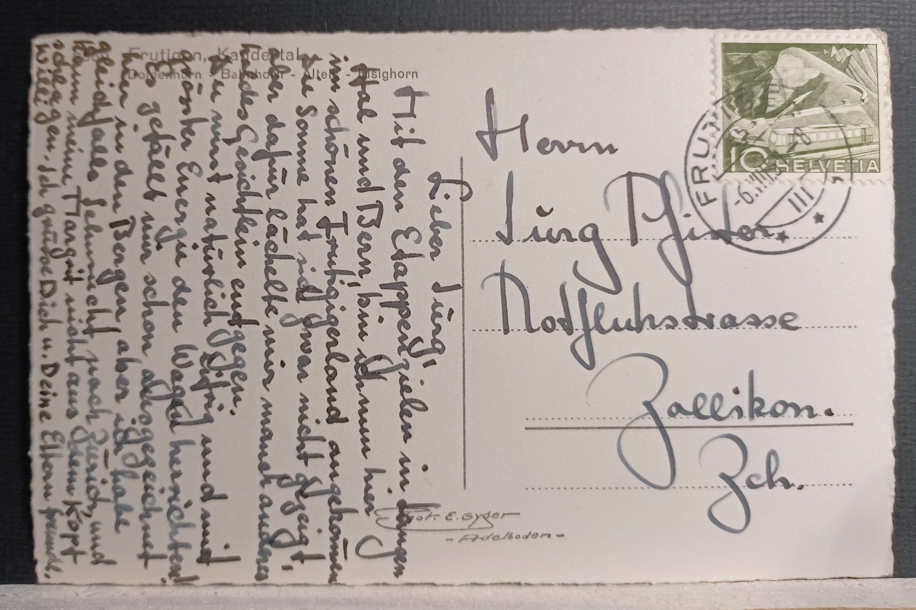 Cartoline postali: No.2869 , Frutigen, Kandertal, 1951 – Usato da Aarau Rohr venduto da mgvw 1