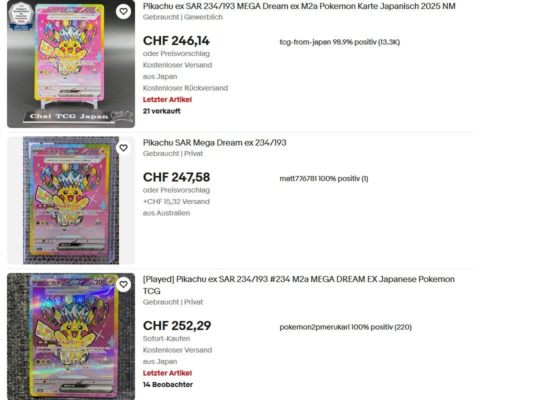 Pokémon Sammelbilder & Trading cards: Pokémon - Pikachu ex SAR 234/193 ab 1.- – Neu (gemäss Beschreibung) aus Luzern von Dominik12345 2