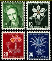1946 : Alpenblumen, RODOLPHE TOEPFFER postfrisch   # 117-120