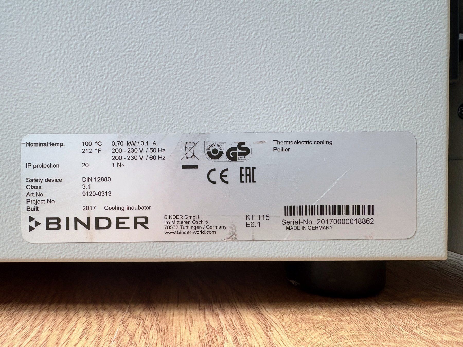Sonstiges Tierzubehör: Kühlbrutschrank, Binder KT115, Peltiertechnik – Gebraucht aus Zug von andreas.gul 9