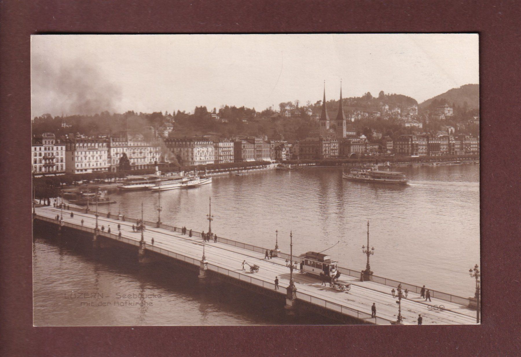 Cartoline postali: LUZERN - Seebrücke - Tram Schiff – Usato da Pully venduto da nicecards