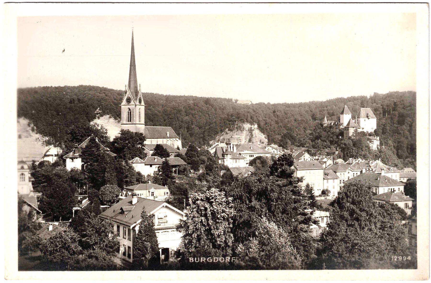 Cartoline postali: BURGDORF Generalansicht ca. 1920 – Usato da Oberdorf BL venduto da Hopfehuepfer