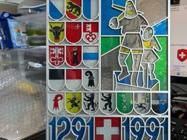 Biete Schweizer Wappen Glasmalerei 1291-1991 🇨🇭 einziga...