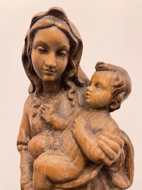 Figuren: Madonna mit Kind, Antike Holzfigur, geschnitzt – Gebraucht aus Schaffhausen von Stokar99 2
