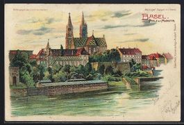 Litho Basel, Pfalz mit Muenster, Halt ge