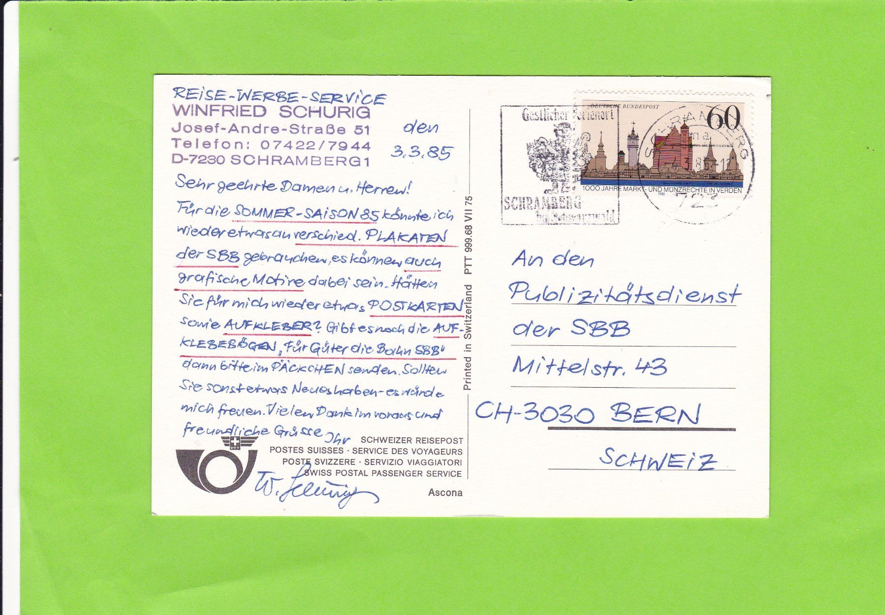 Cartoline postali: Postauto-Ascona – Usato da St. Peterzell venduto da neckertal 1