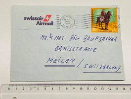SWISSAIR AIRMAIL Brief gelaufen Destination RIAD - MEILEN