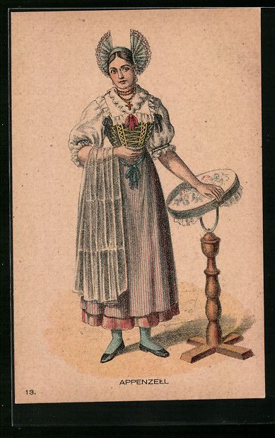 Cartoline postali: Junge Dame in Appenzeller Tracht neben e – Usato da Berlin venduto da bartko-reher