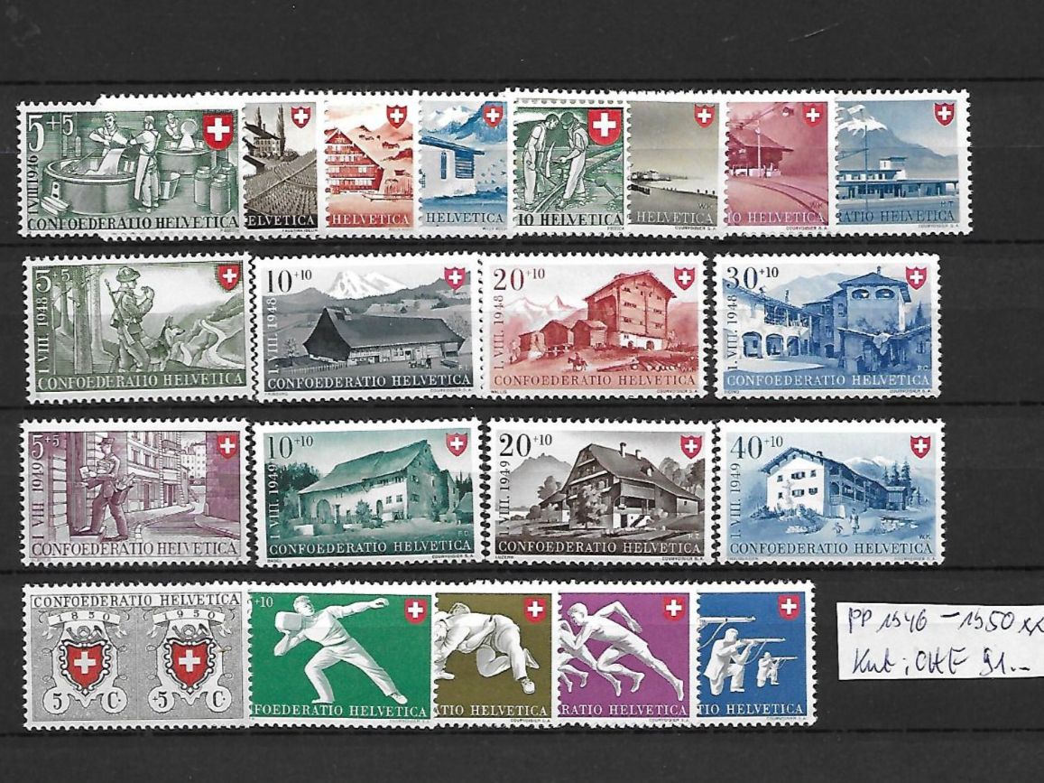 Tutti i francobolli: PP 1946 - 1950 ** Kat: CHF 91.- – Nuovo (secondo la descrizione) da Basel venduto da Ilp