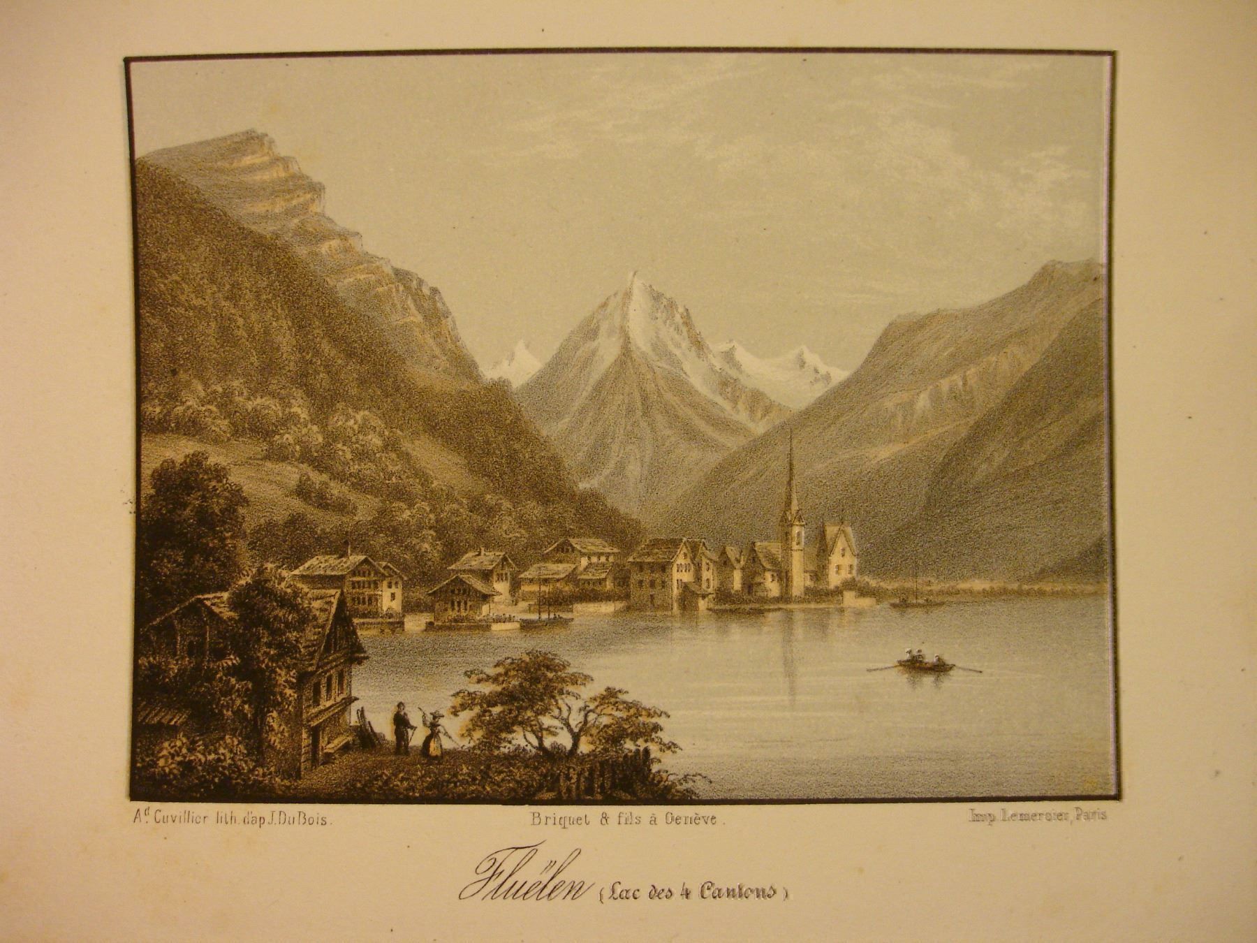 Foto & Immagini: FLÜELEN, FARBLITHOGRAPHIE UM 1850 – Usato da Grüningen venduto da Kartensammler 1