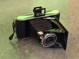 Vintage Kamera Agfa Anastigmat, zusammenklappbar, mit Tasche