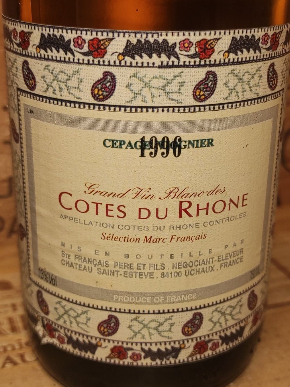 Wein: 1996 Cotes du Rhone Viognier – Neu (gemäss Beschreibung) aus Büsserach von Vintage-vins