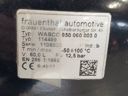 Tutti i ricambio: Wabco Luftbehälter 950 060 003 0 – Nuovo (secondo la descrizione) da Thalheim AG venduto da Wernli5112 3