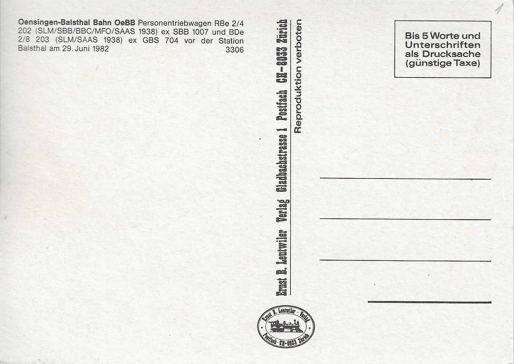 Cartes postales: Oensingen-Balsthal Bahn OeBB – Neuf (Voir description) à Rothrist par Stranglehold 1