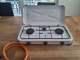 Camping Kocher weiss mit Schlauch