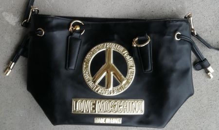 Love Moschino Handtasche, schwarz, Friedenszeichen