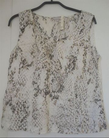 MARCO PECCI : Top 100% lin, crème imprimé python gris, M