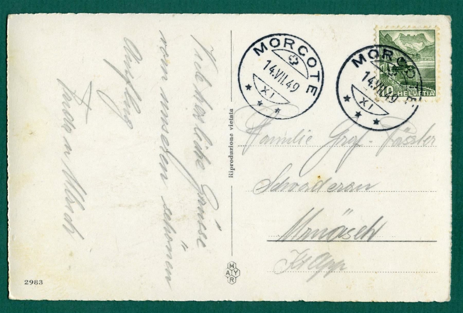 Cartoline postali: Morcote, 9 Ansichten, gelaufen 1949 – Usato da Sargans venduto da Hausi1951 1