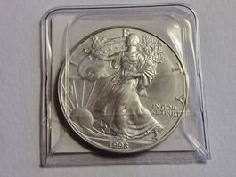 Silbermünze Amerika Eagle 1 Unze 1998 mit Zertifikat.