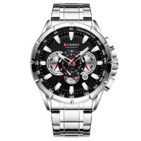 ⌚ Herrenuhr Multifunktionsuhr Schwarz Silber Quarz NEU