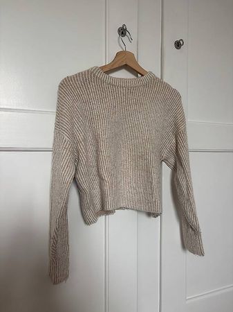 Topshop Cropped Pullover  Beige/Weiss  Grösse XS
