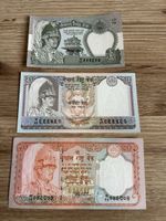 Nepal Banknoten Set: 2, 10 und 20 Rupien, Top Zustand!