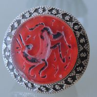 Silber 800 Karneol Intaglio Fingerring Gr. 55