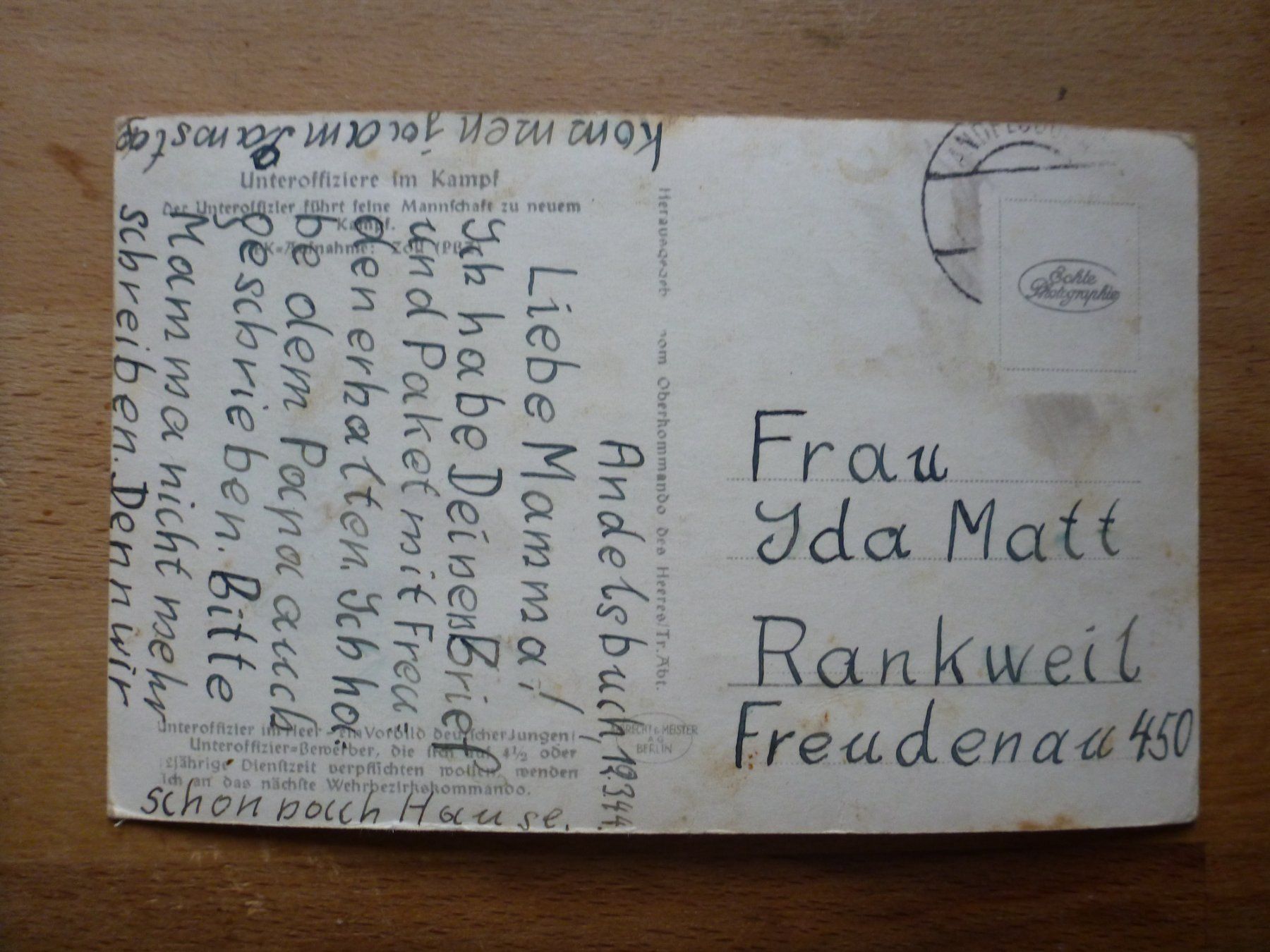 Ansichtskarten: Unteroffizier im Kampf – Gebraucht aus Eschen von Nerger1918 1