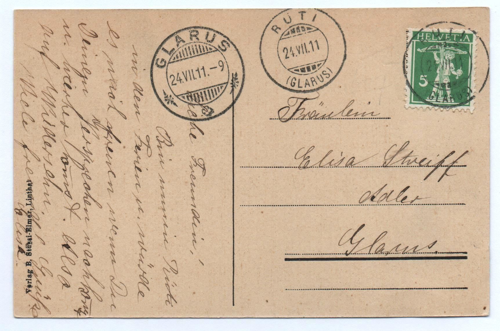 Cartoline postali: BRAUNWALD Hotel Alpenblick – Usato da Jona venduto da philajona 1