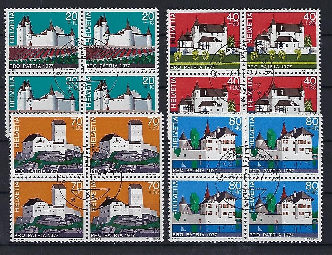 Alle Briefmarken: 1977  Pro Patria Viererblocks 14961 – Gebraucht aus Lunden von Animus999