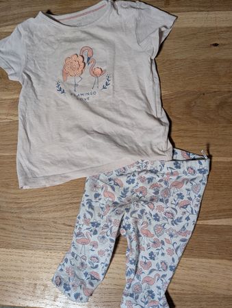 Sommer Set: T-Shirt & Leggings mit Flamingo, Grösse 62