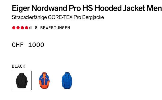 Mammut Giacche: Eiger Nordwand Pro HS Hooded Jacket Men – Nuovo (secondo la descrizione) da Brunnen venduto da Bechri 1