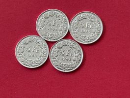 4x 1/2 Fr. 1940-1943 sehr vorzüglich