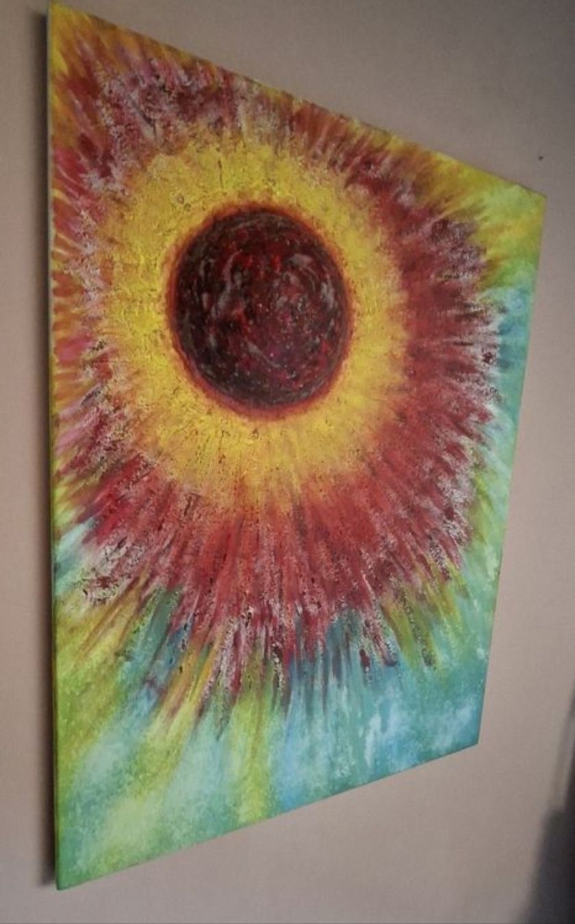 Dipinti: Gemälde Abstrakte Sonnenblume 3D handmade 60×80 – Nuovo (secondo la descrizione) da Riehen venduto da Steinbock1970 4