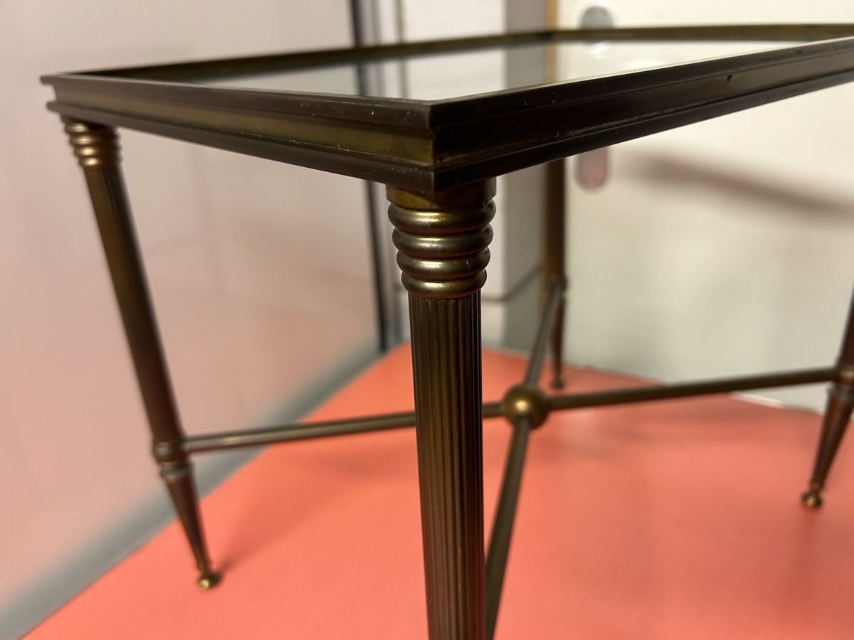 Tavoli: Alter Beistelltisch Messing Glasplatte 40x30cm  – Usato da Lanzenhäusern venduto da vic63 2