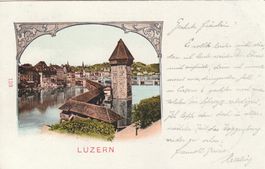 Ansichtskarte Luzern Kapellbrücke mit Wasserturm guter Zu...