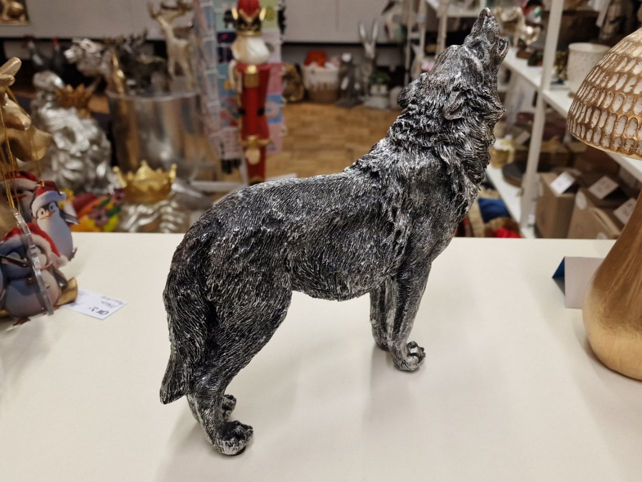 Statuette: Deko Wolf in Vintage Silber Optik – Nuovo e nell'imballaggio originale da Schaffhausen venduto da AtelierPudesco 3