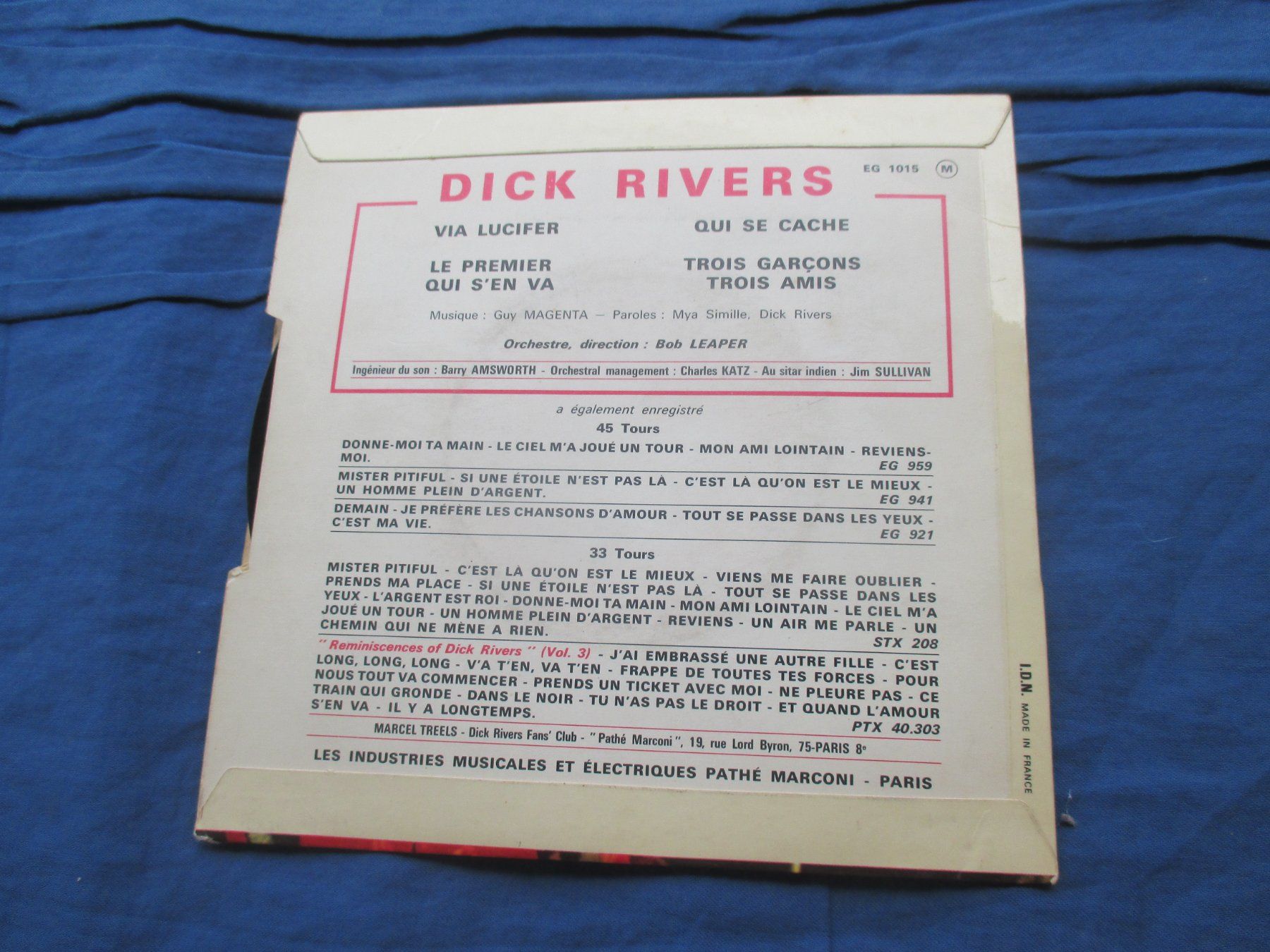 Dischi in vinile: Dick Rivers EP Lucifer - Trois garçons, trois amis – Usato da Colombier NE venduto da Nevenma 1