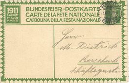 Bundesfeierkarte 1911 1.VIII. gest.