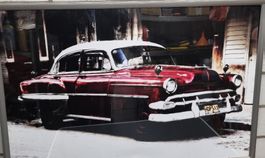 Gerahmtes Bild: Vintage Auto im angesagten Retro-Stil