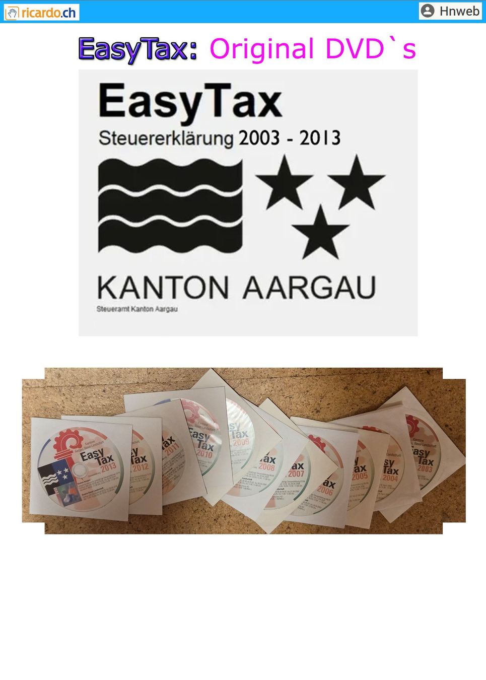 Tutti i DVDs: EasyTax Original DVD`s – Usato da Kaisten venduto da Hnweb
