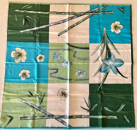 PATEK PHILIPPE Foulard "Fleurs et Bambous" 2010,100%soie+box