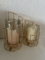 Kerzenhalter Glas Gold Set 2 Stücke Deko 