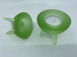 Teelichthalter aus Glas in Grün