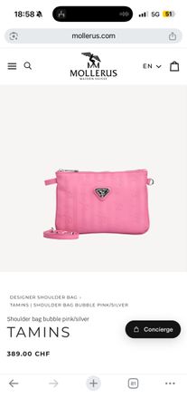 Maison Mollerus Schultertasche Tamins pink silber neu