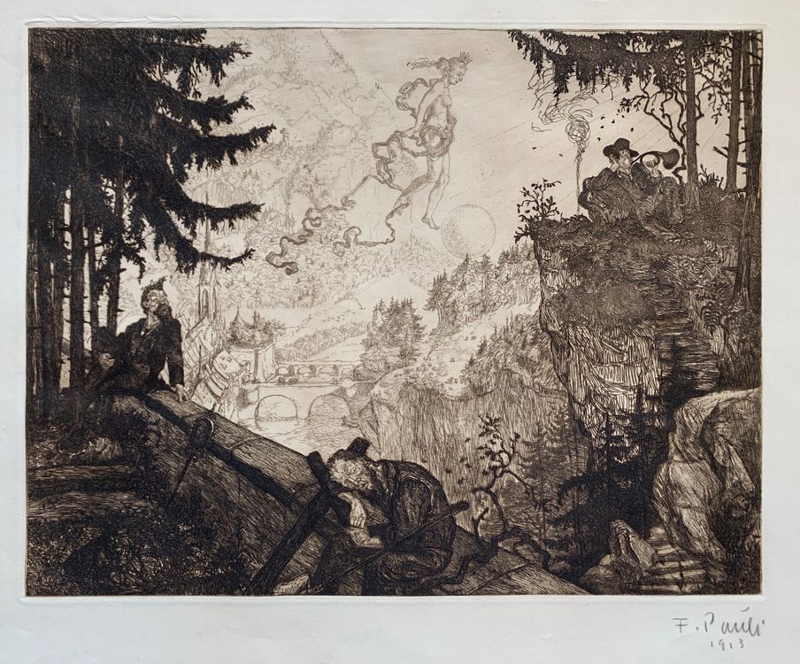 Fritz Pauli (1891 - 1968) Radierung 1911, handsigniert (Gebraucht) in ...
