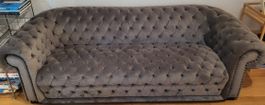 Sofa Chesterfield Samt Grau Pfister